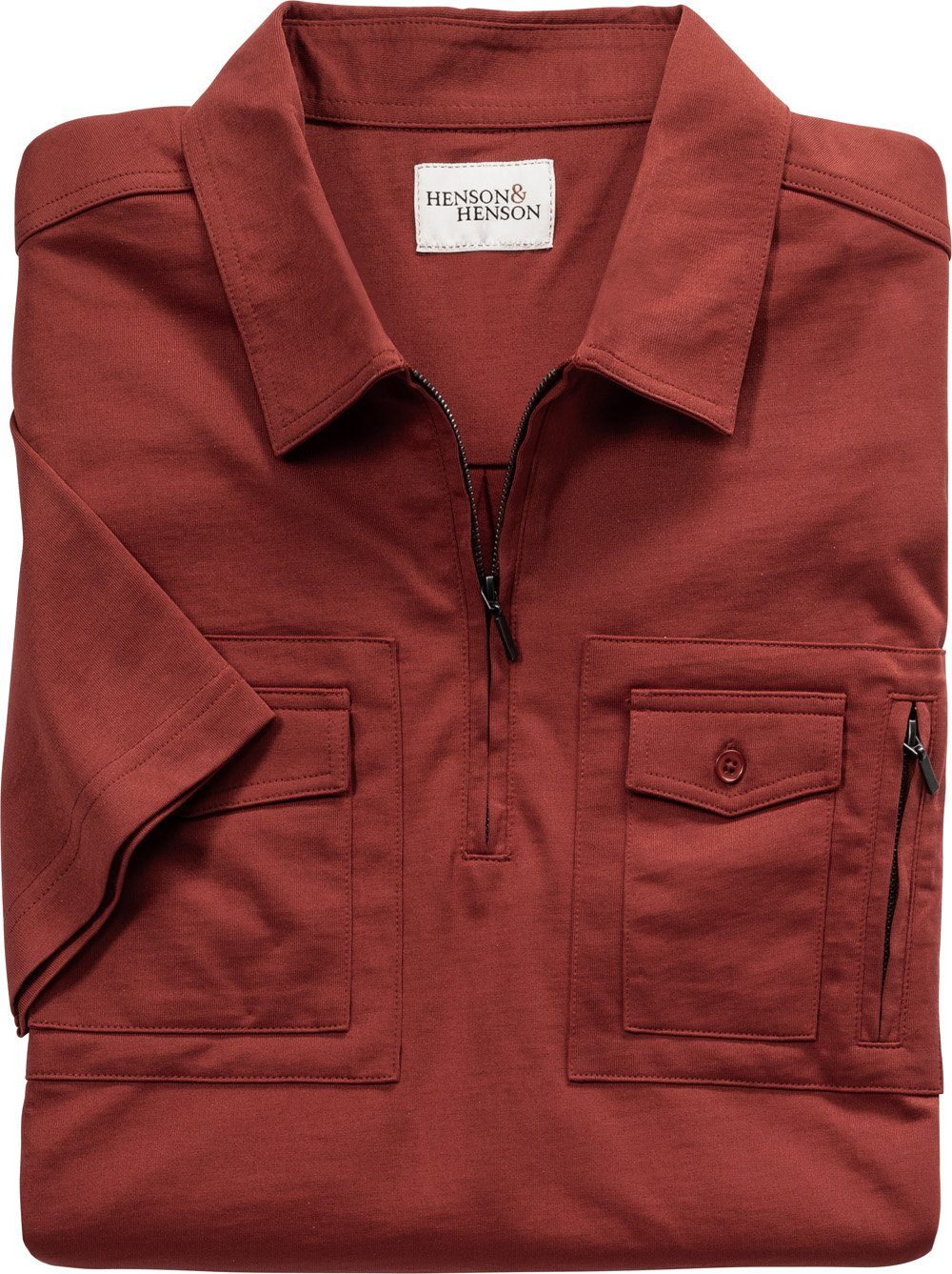 HENSON&HENSON Kurzarmshirt ausgezeichnete Passform durch Rippenbund am Saum