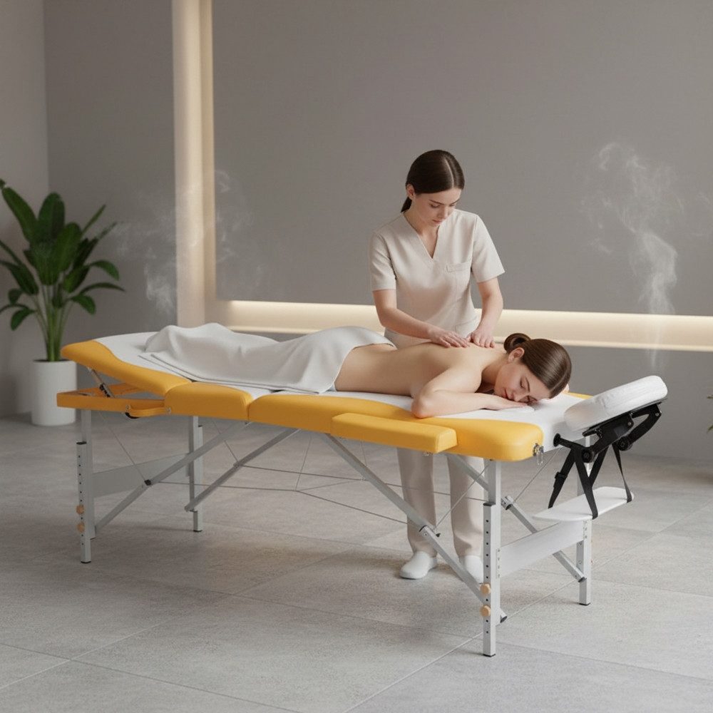 Mucola Massageliege Massageliege 3Zonen Kopfstütze Ergonomisch Leicht Tasche Kosmetikliege (Stück, 1-St., Premium-Liege), Extra dicke Polsterung