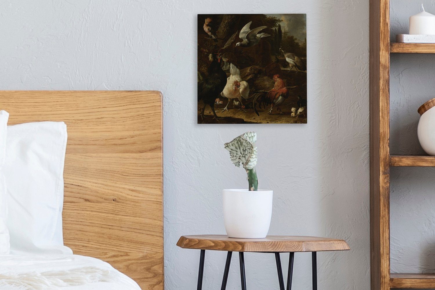 OneMillionCanvasses® Leinwandbild Bilder Gemälde Wohnzimmer Melchior d'Hondecoeter, in St), Schlafzimmer Park - (1 von einem Leinwand Vögel für