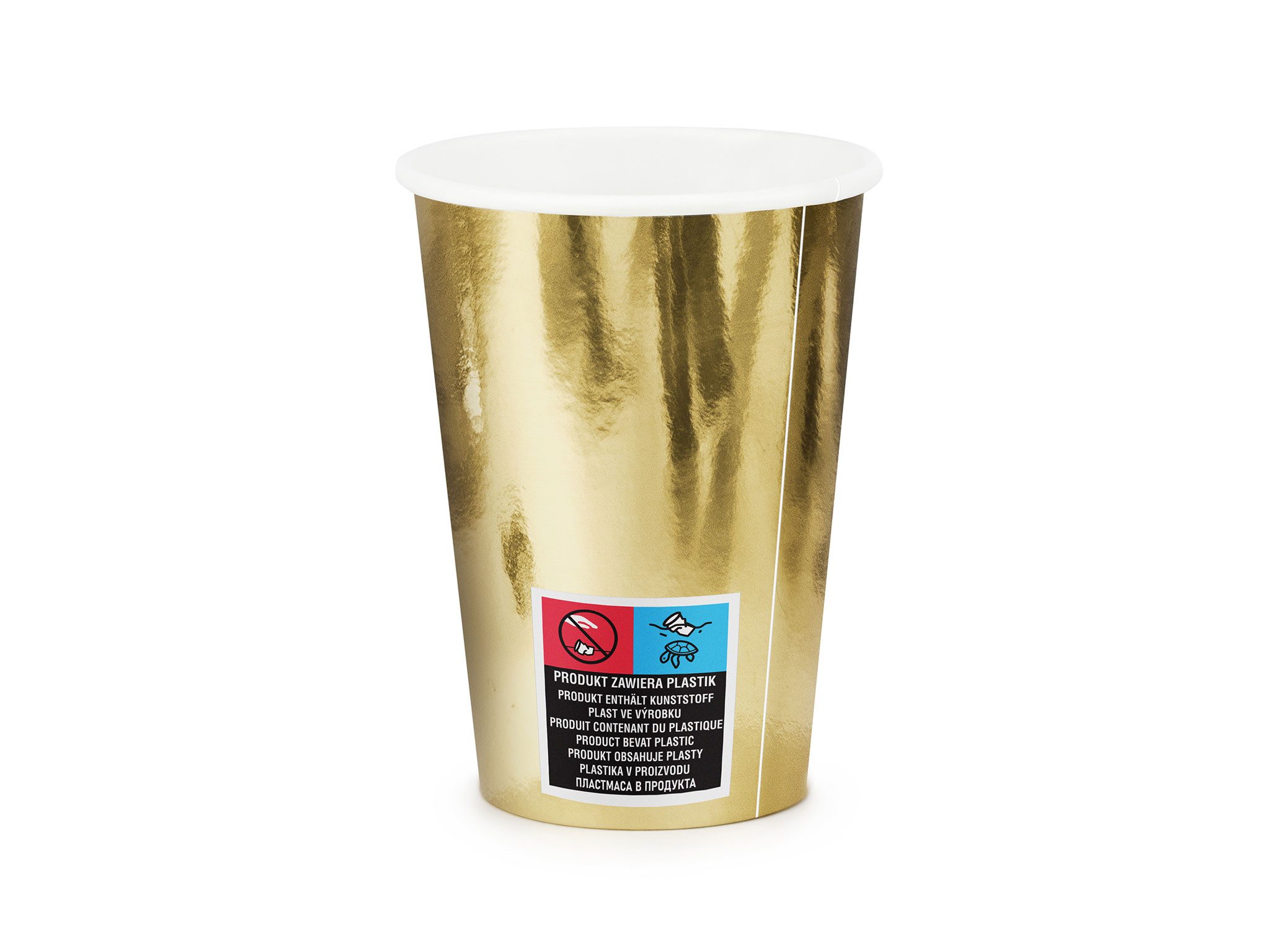 partydeco Becher, Papier, Pappbecher 220ml Einweg 6er Set Gold