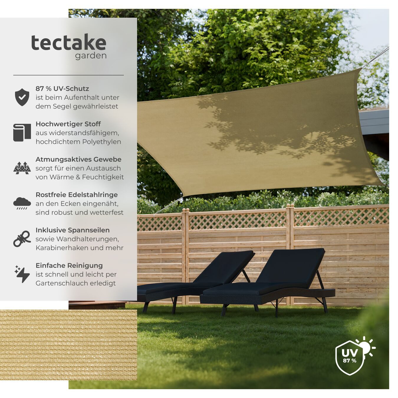 tectake Sonnensegel Sunny, (Set, 3 x günstig online kaufen