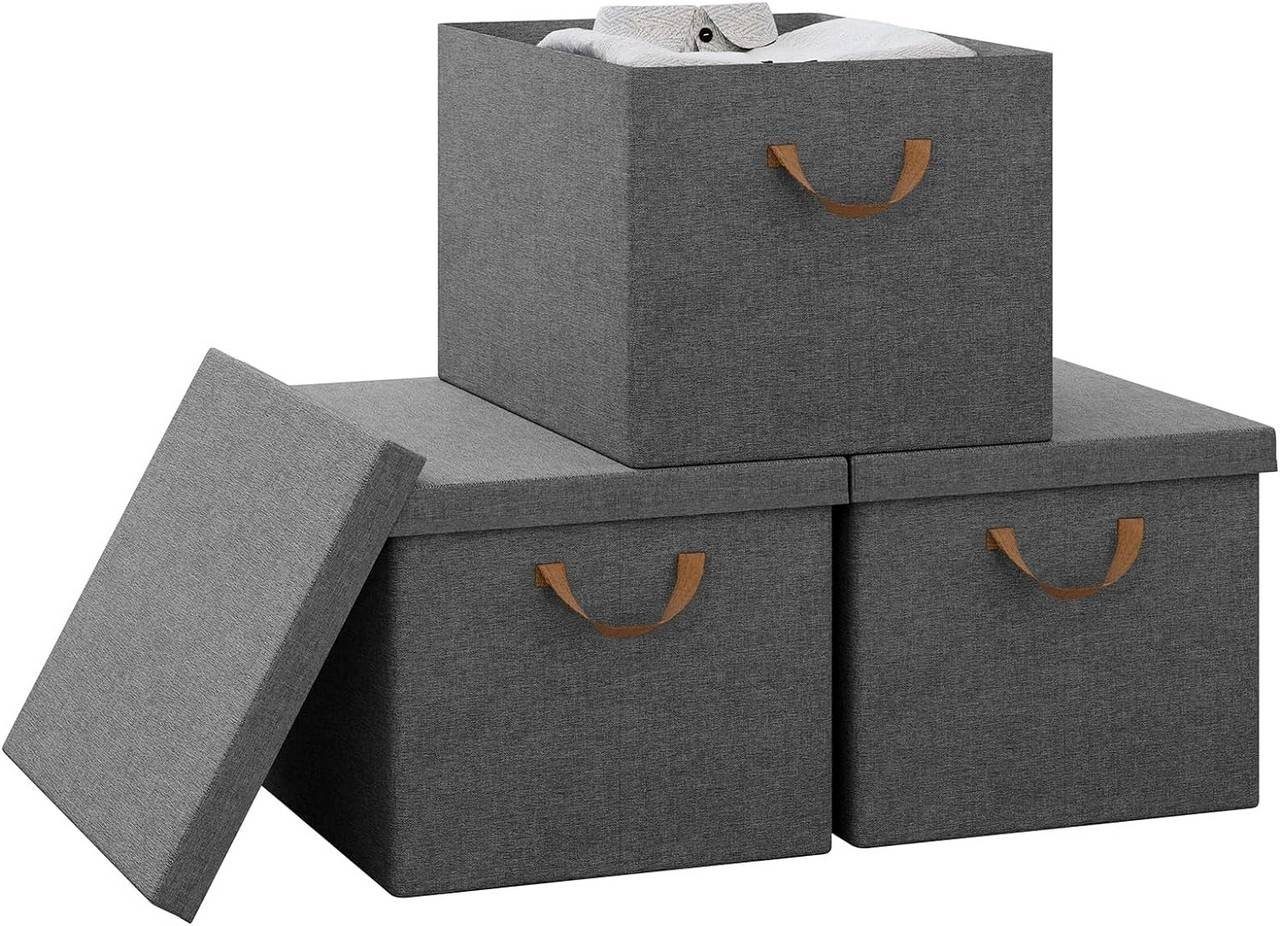 Woltu Aufbewahrungsbox (3 St., Set), mit Deckel, mit Griffen, faltbare Box günstig online kaufen