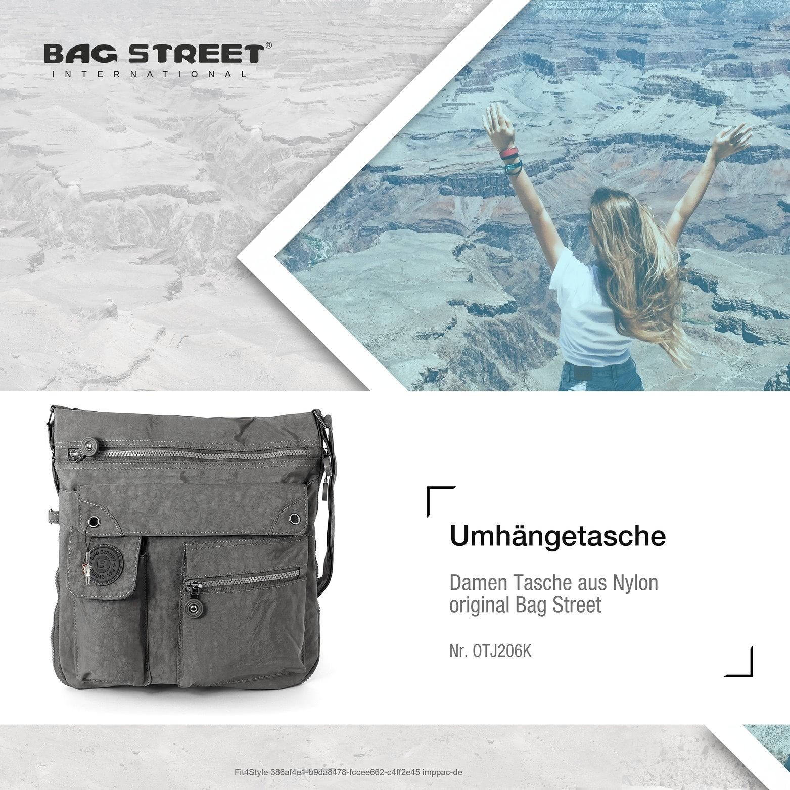 Tasche Tasche Umhängetasche Bag Street strapazierfähiges STREET Damen, BAG Textilnylon Nylon Umhängetasche), (Umhängetasche, Damenhandtasche grau Jugend