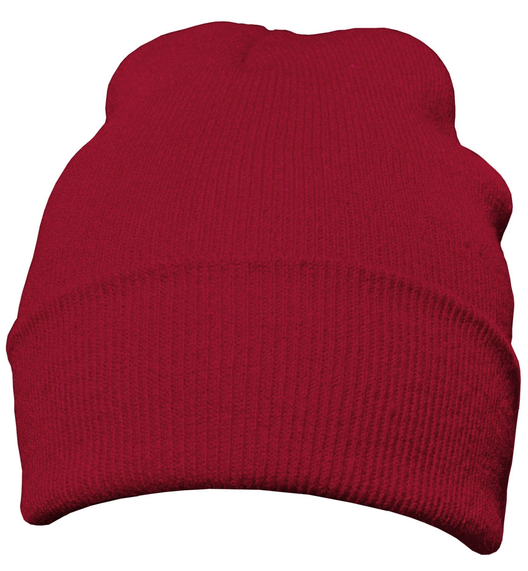 Mütze bordeauxrot Krempe DonDon mit (Packung, Wintermütze, Design, Beanie Beanie 1-St) klassisches