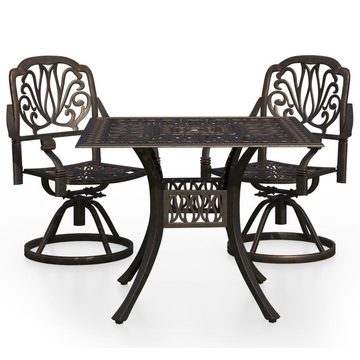 vidaXL Gartenlounge-Set 3-tlg. Bistro-Set Aluminiumguss Bronzen, (3-tlg)