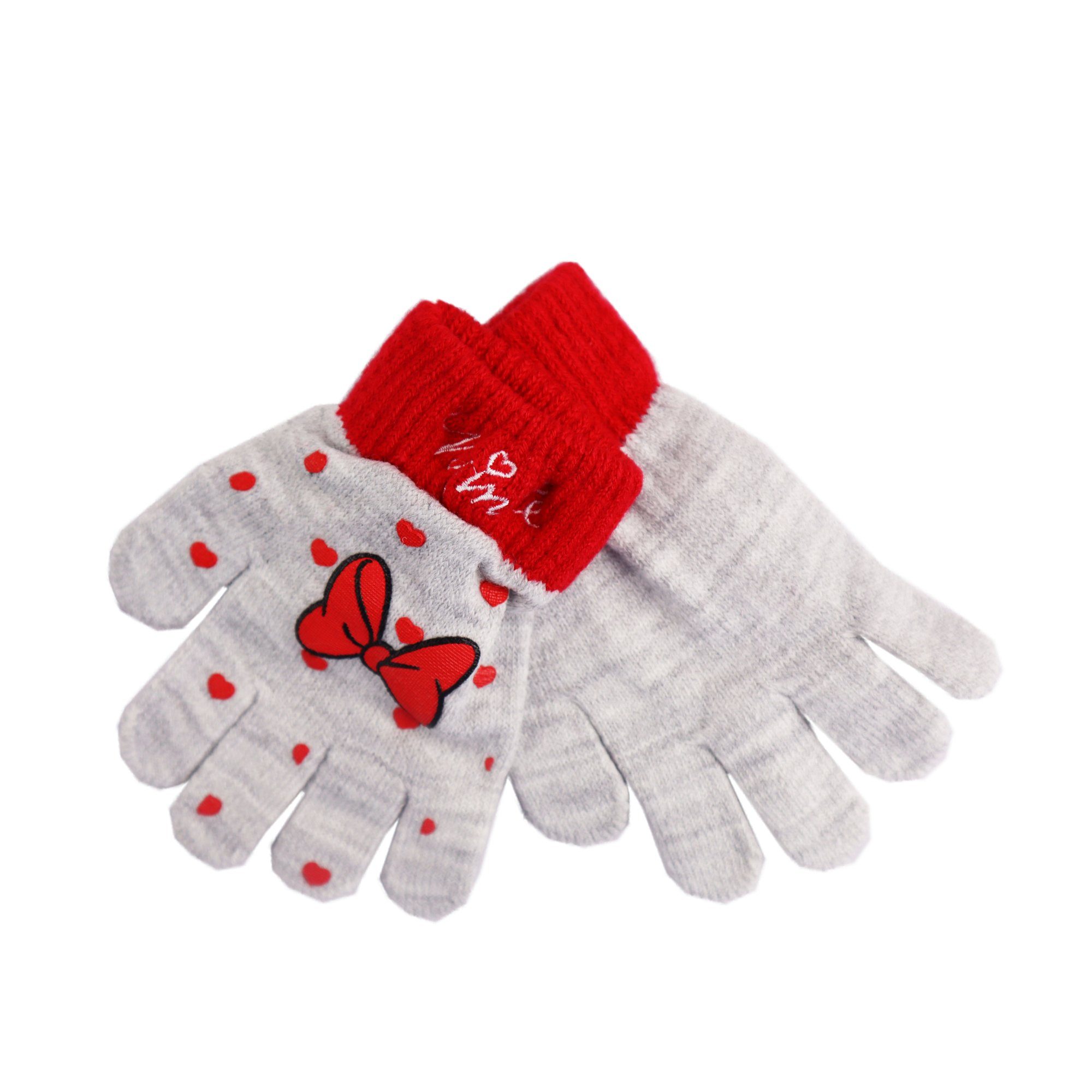 Maus plus Disney (2-St) Kinder Herbst Wintermütze Handschuhe 3teiliges Disney Snood Minnie Bommelmütze Set