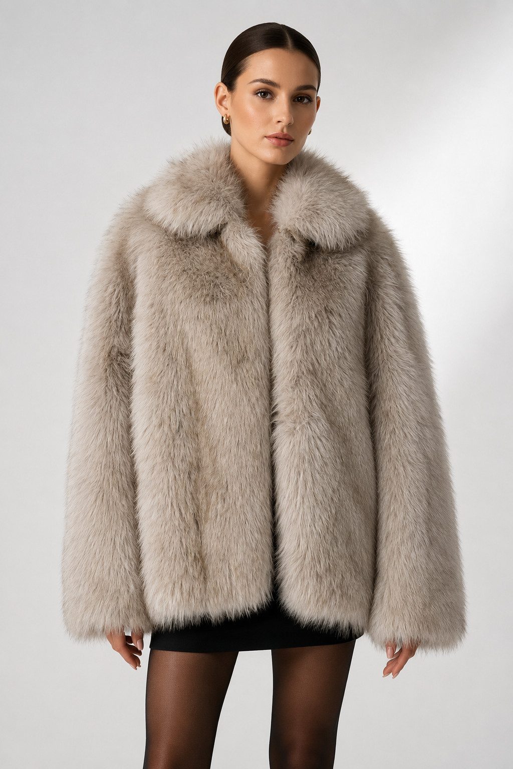 Liu Jo Steppmantel GIACCONE - Kunstfellmantel beige mit Umlegekragen