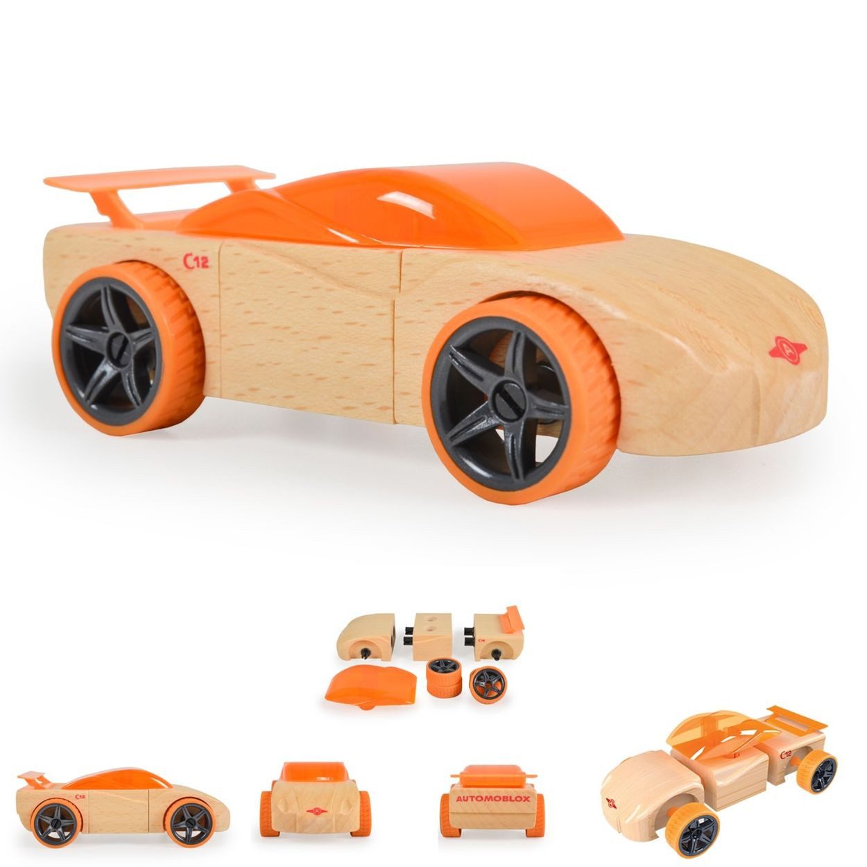 Moni Spielzeug-Auto Mini, Buchenholz, verschiedene Modelle, kleine Autos, ab 4 Jahren, Holzautos