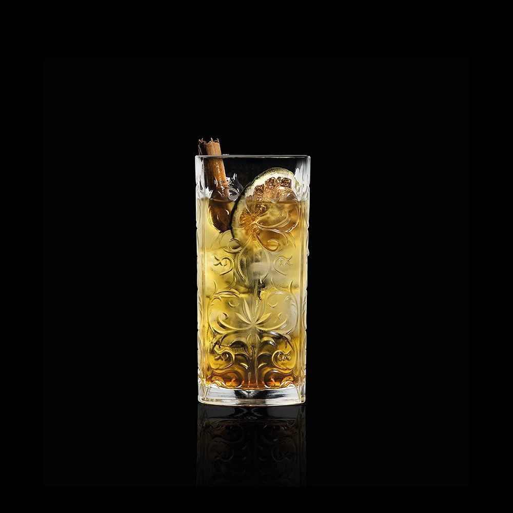 RCR Cocktailglas RCR Tattoo Longdrinkglas 370 ml 6er Set, Kristallglas