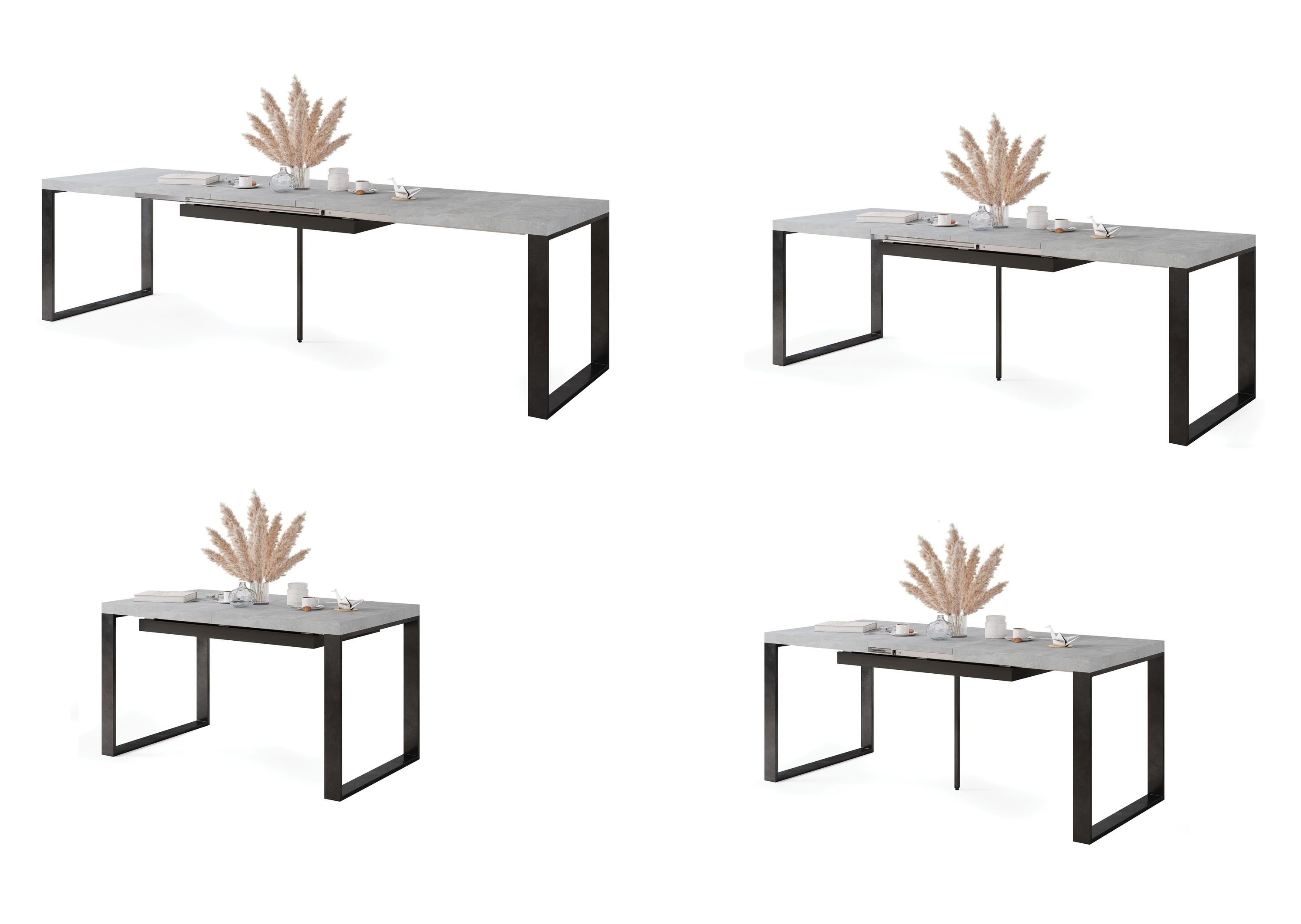 Esstisch bis cm Mazzoni Avari Esstisch 120 ausziehbar Design Tisch 270 Beton matt - Schwarz