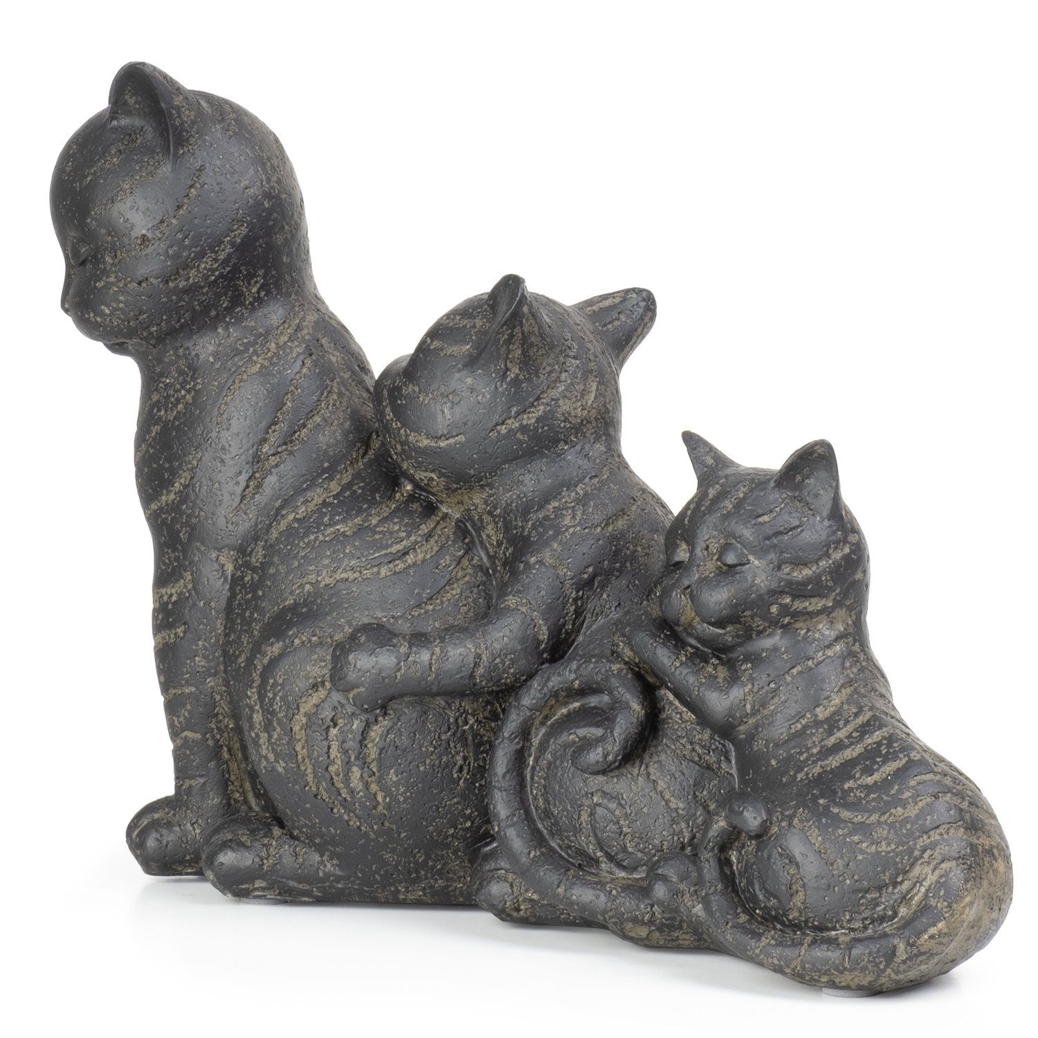 Polyresin Katzenfamilie vertraut aus aus in Moritz Dekofigur kuscheln schwarz, Figuren Polyresin Dekofigur Dekoelement Dekoration Deko-Figur