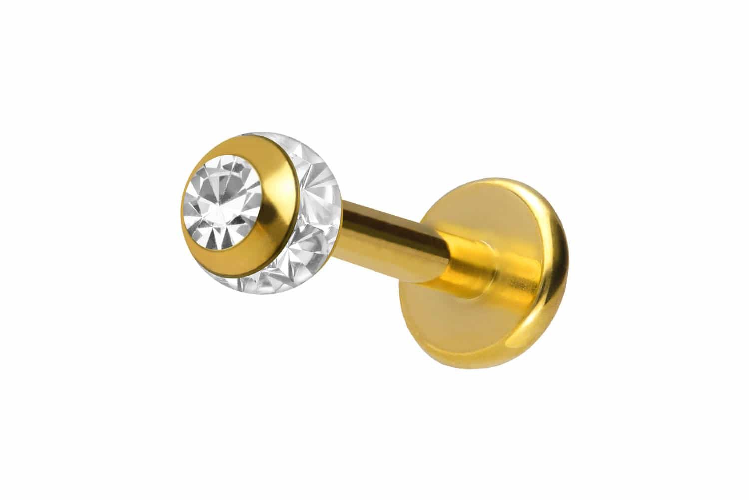 PIERCINGLINE Piercing-Set Chirurgenstahl Labret EPOXY-RING-KUGEL + KRISTALL günstig online kaufen