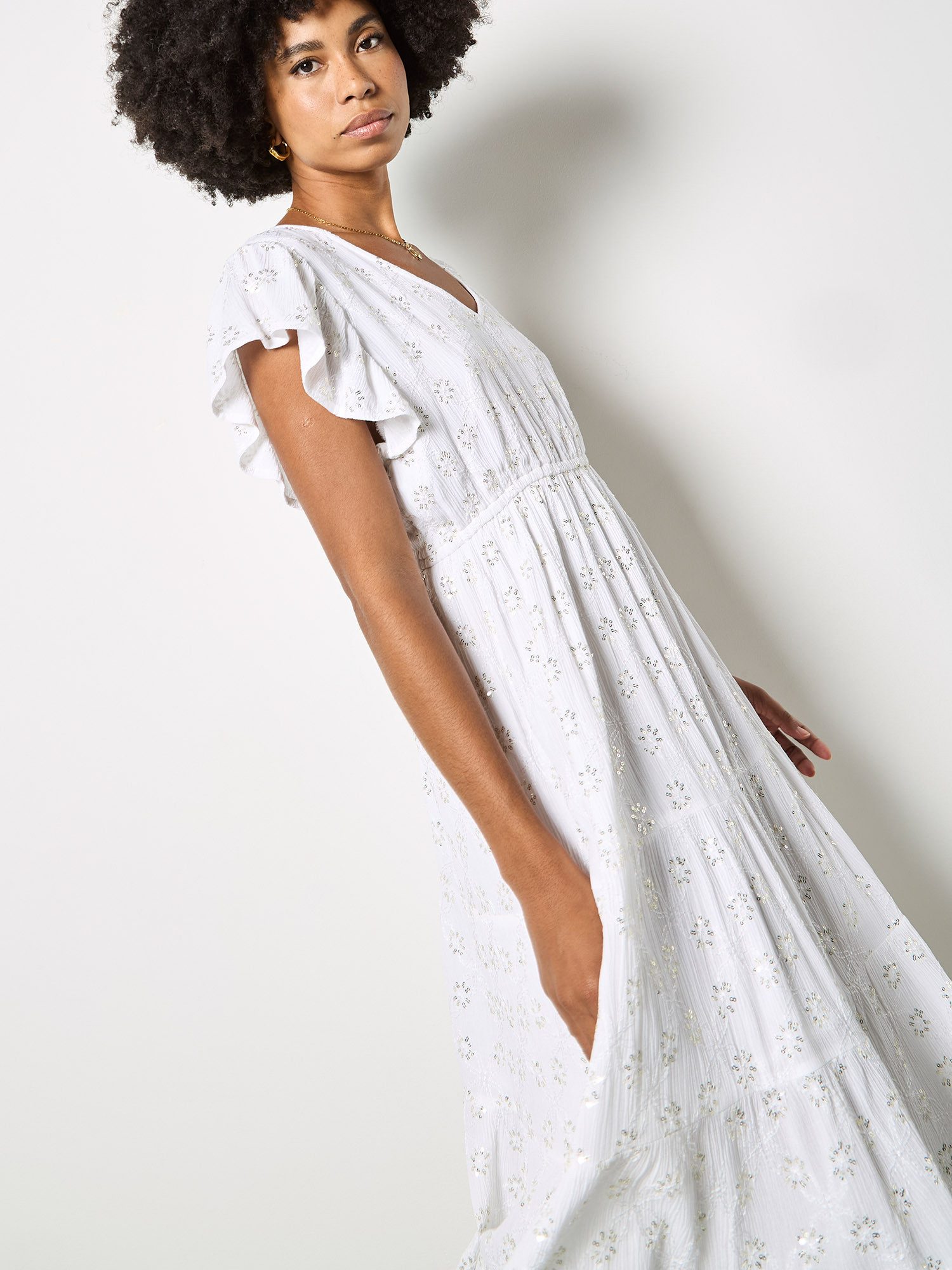 Apricot Minikleid Geblümtes Mini-Kleid mit Stickerei und Pailletten