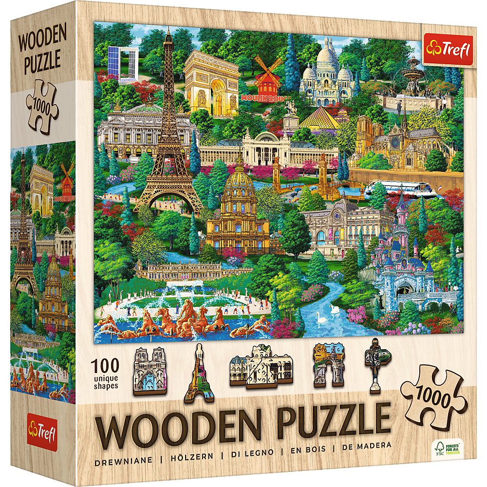 Trefl Puzzle Trefl, Wood Craft, Frankreich entdecken, 1000 Teile Holzpuzzle, 1000 Puzzleteile