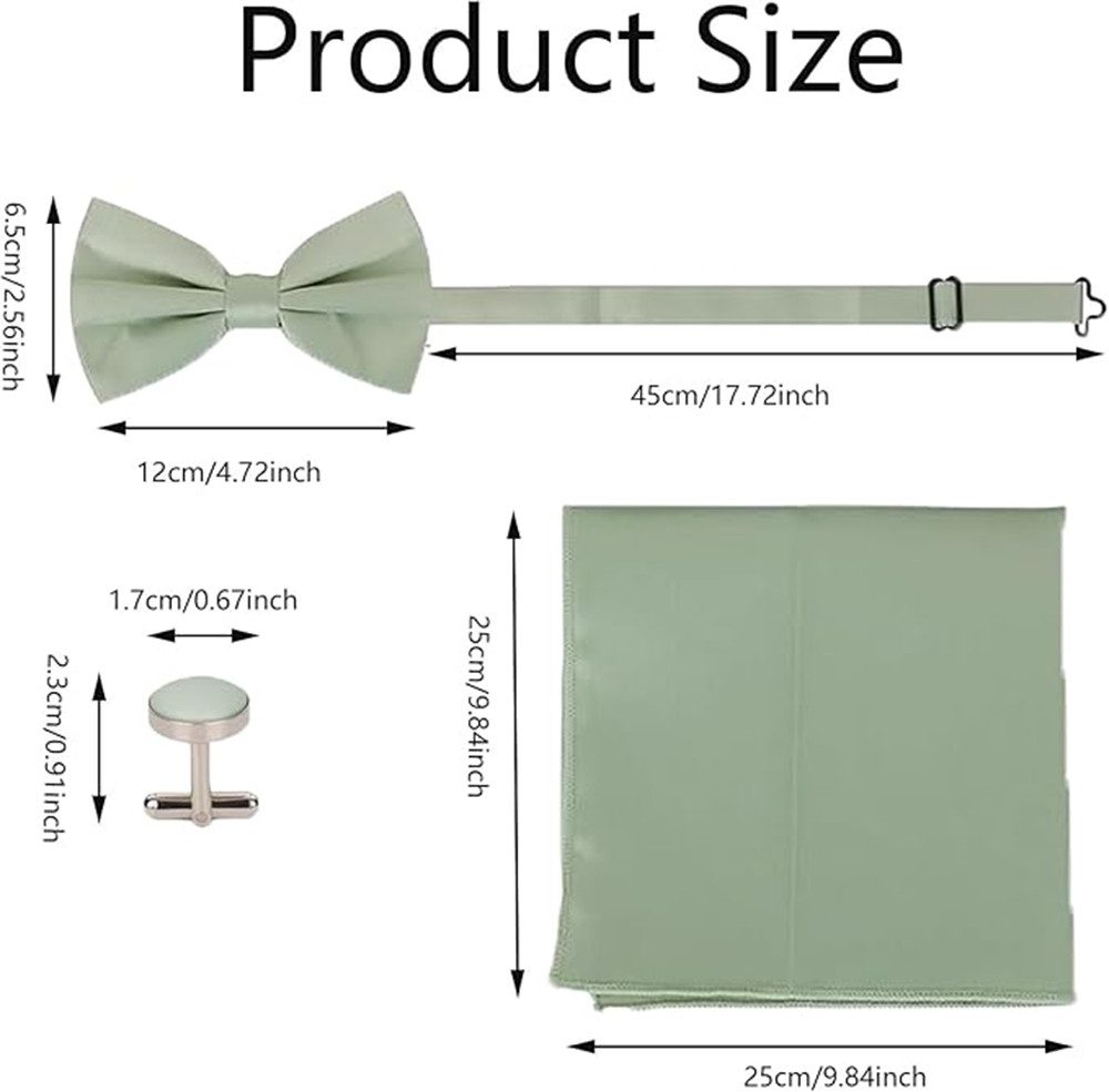 Coonoor Fliege Herren Mintgrün Set mit Einstecktuch & Manschettenknöpfen He günstig online kaufen