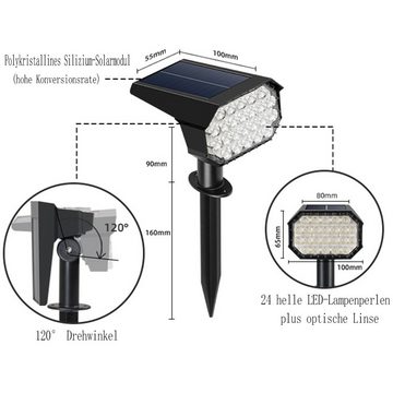 GelldG LED Gartenstrahler 4er-Set LED-Solarstrahler für Außen wasserdicht IP65 Solarleuchte