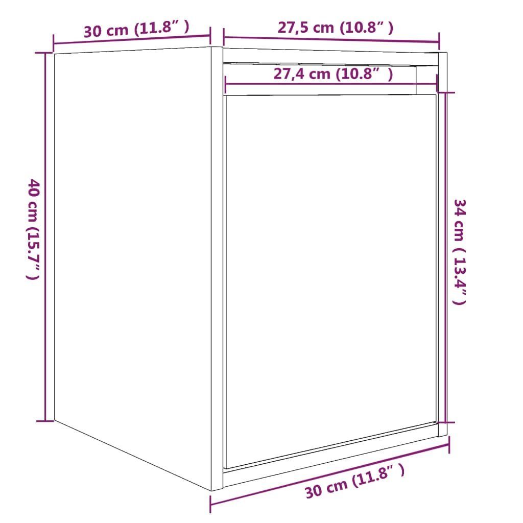 vidaXL Regal Wandschränke Schränkchen Kiefer 2 30x30x40 Weiß Massivholz Stk cm