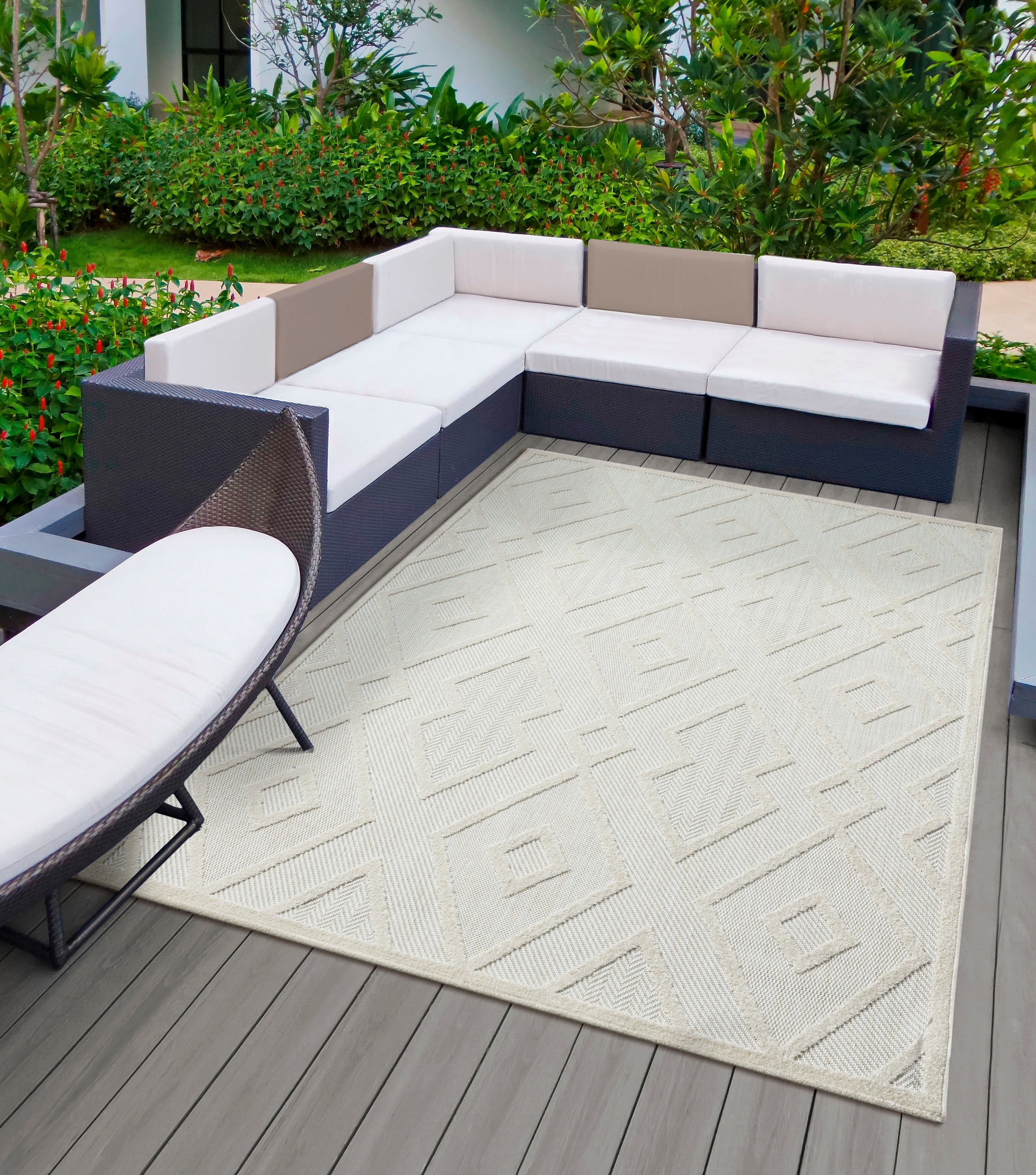 Teppich Tenerife 54085, merinos, rechteckig, Höhe: 5 mm, In- und Outdoor  geeignet, robuster Kurzflor, Balkon, Außenbereich