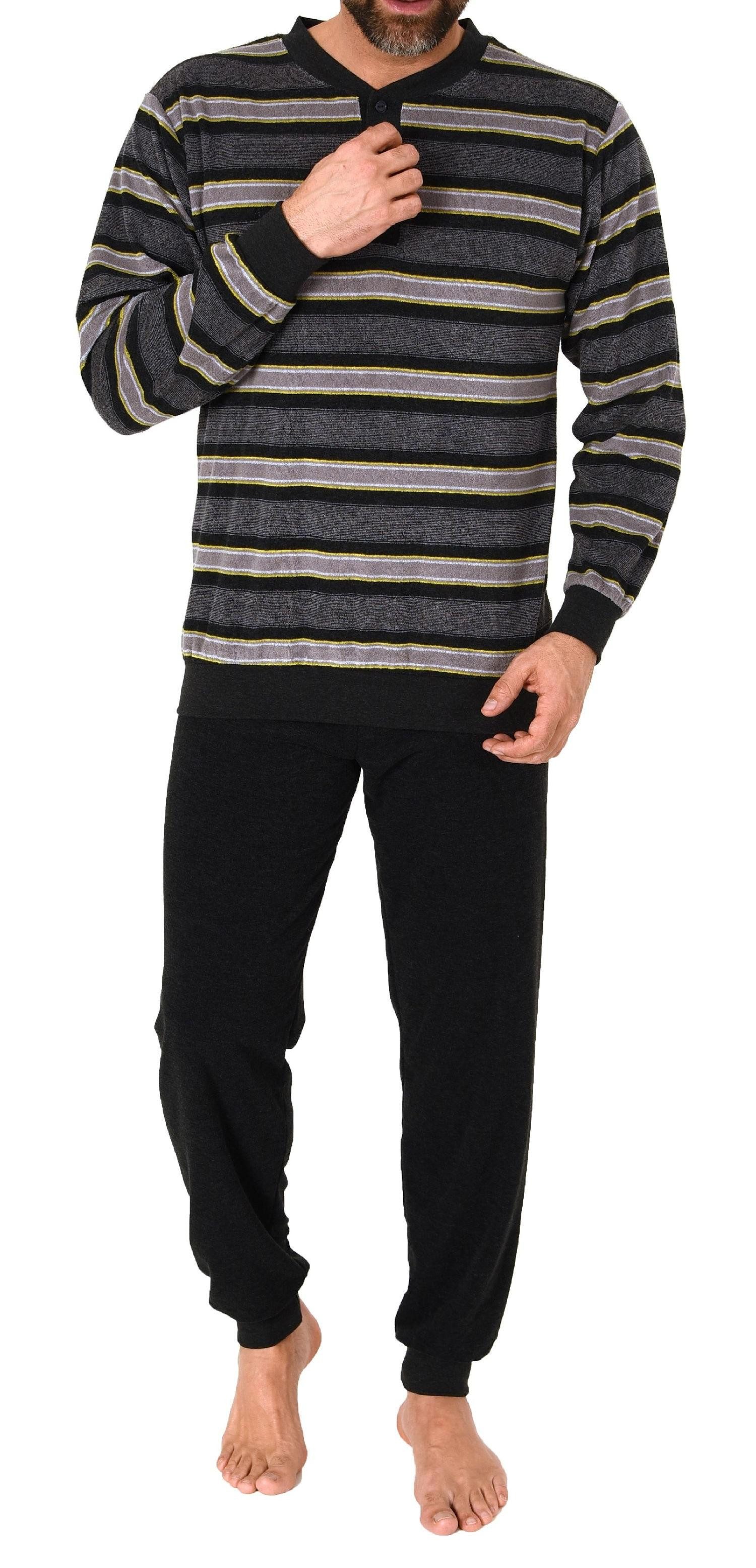 Normann Pyjama Normann Herren Frottee Schlafanzug langarm mit Bündchen günstig online kaufen
