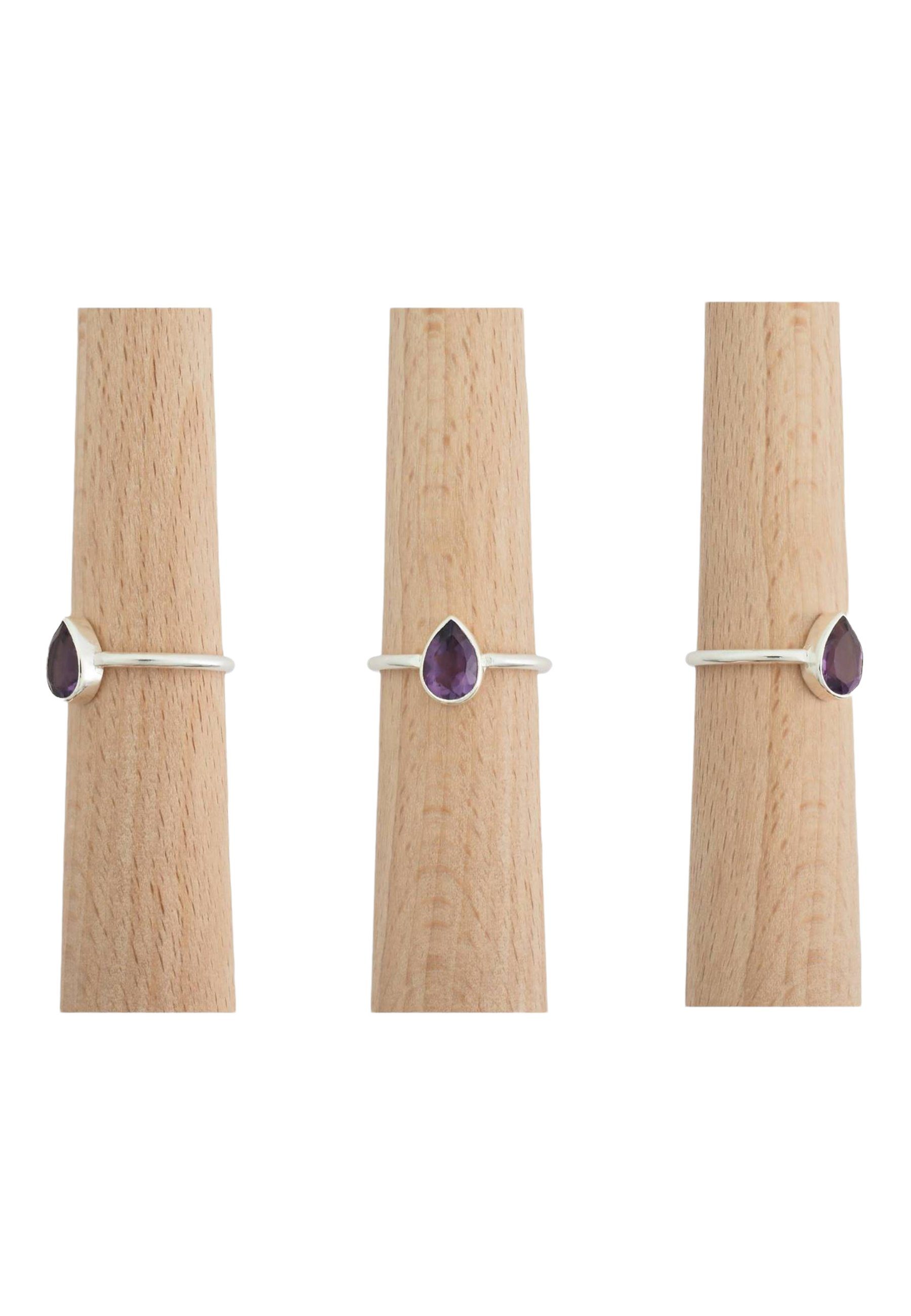 mantraroma Silberring 925er Amethyst mit Silber facettiert