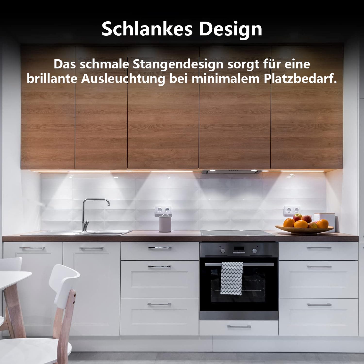 MUPOO LED Lichtleiste Unterschrankleuchten, LED Nachtlicht Dimmbar Lichtleiste mit Stecker, Kaltweiß,2 Stück, LED fest integriert, Ultradünne für Wohnzimmer, Küchen, Schränke