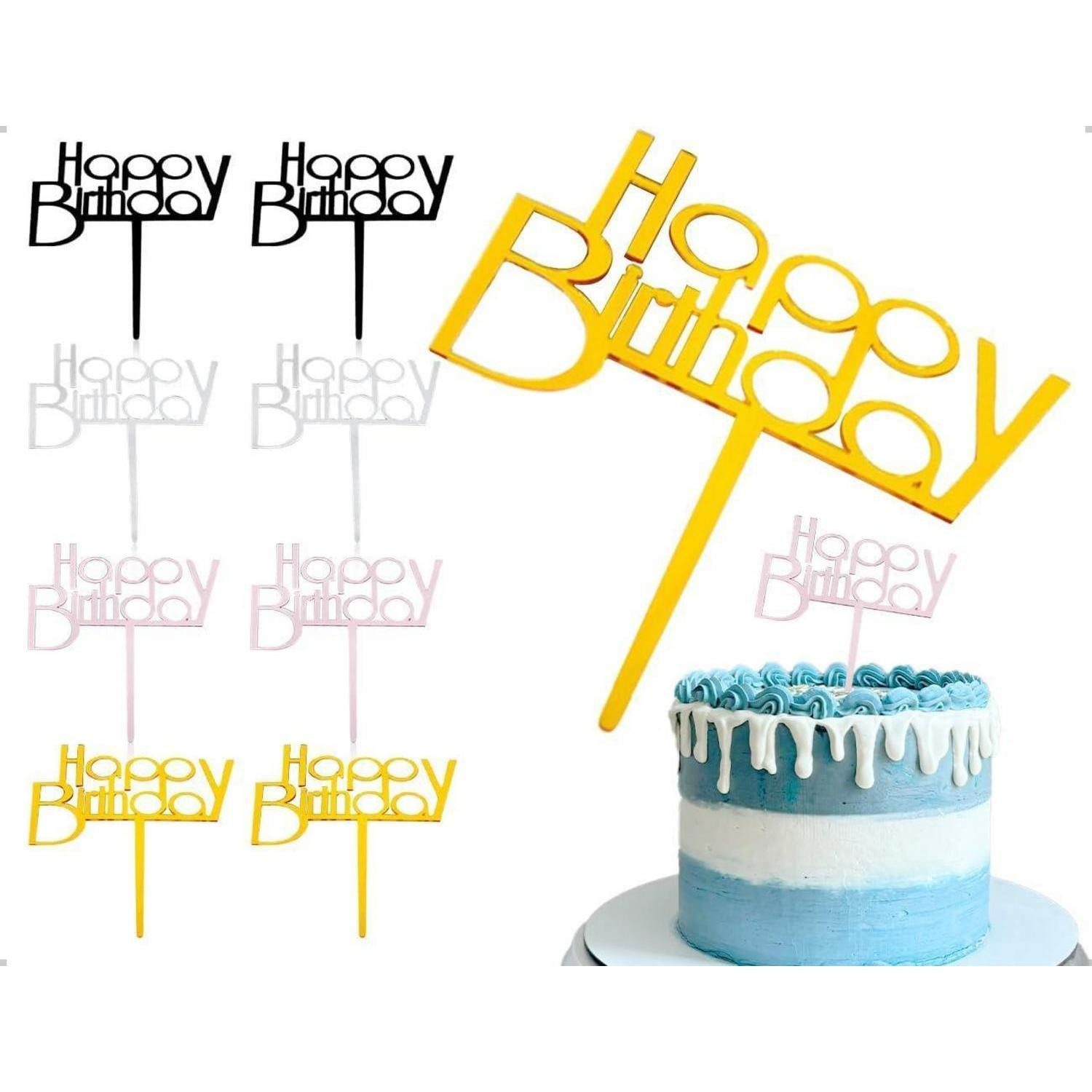 Sticker Tortendeko Cake Topper Acryl Cupcake Geburtstag 4 Farben Satz 4 8