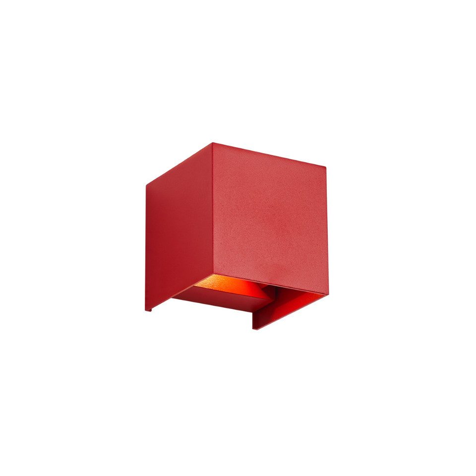 Qazqa Außen-Wandleuchte Edwin, LED fest integriert, Extra-Warmweiß, QAZQA Außen Wand­leuchte, integrated, Rot, Aluminium, Modern