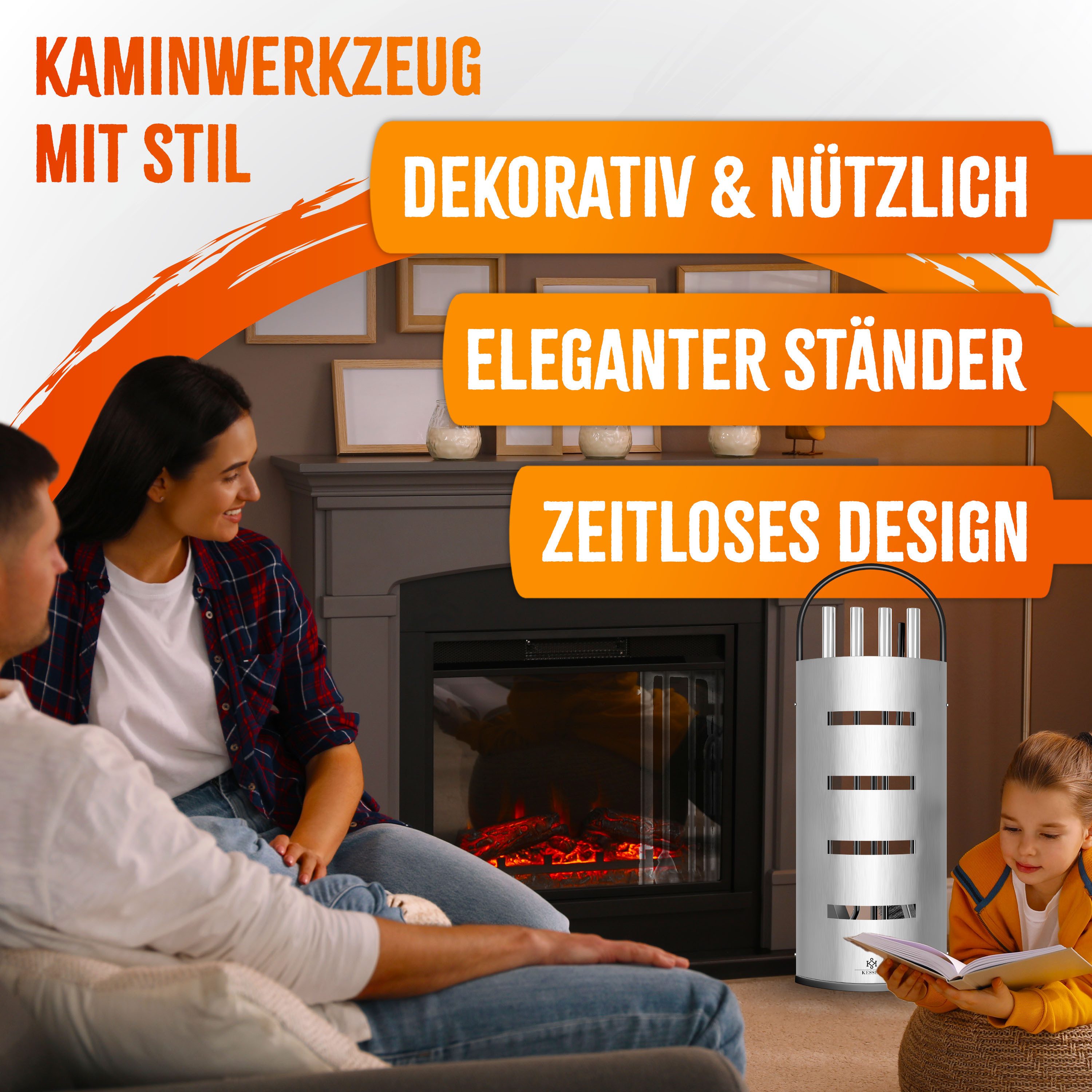 KESSER Kamingarnitur Kaminzubehör 5-teiliges Kaminbesteck Set aus Metall, ( günstig online kaufen