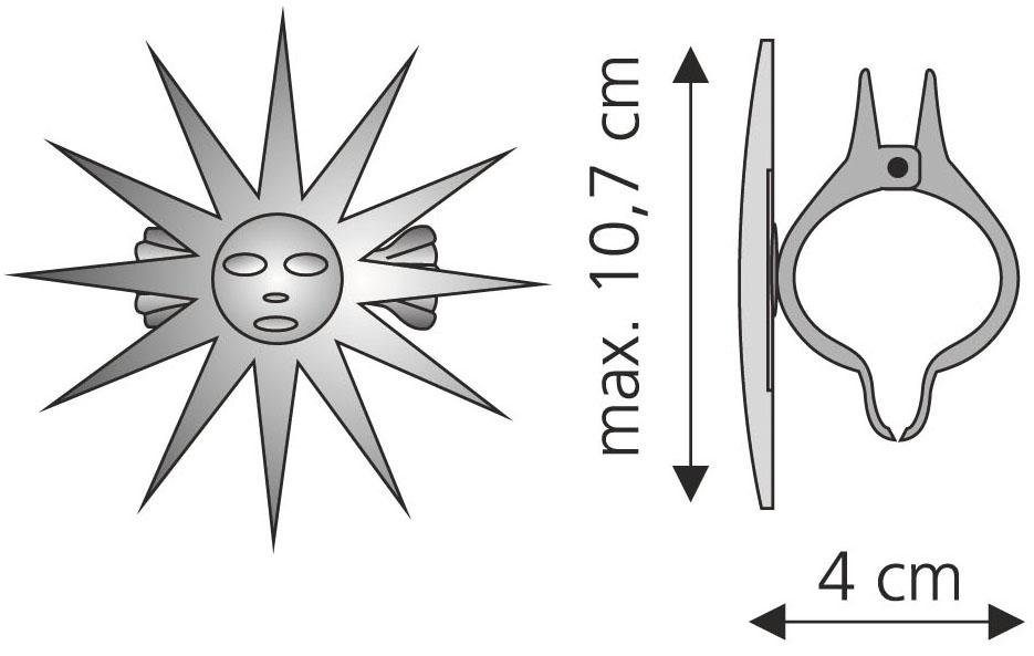Dekoklammer Sonne, Liedeco, Gardinen, (Packung, messingfarben Vorhänge, 2-St), für Gardinen, Vorhänge