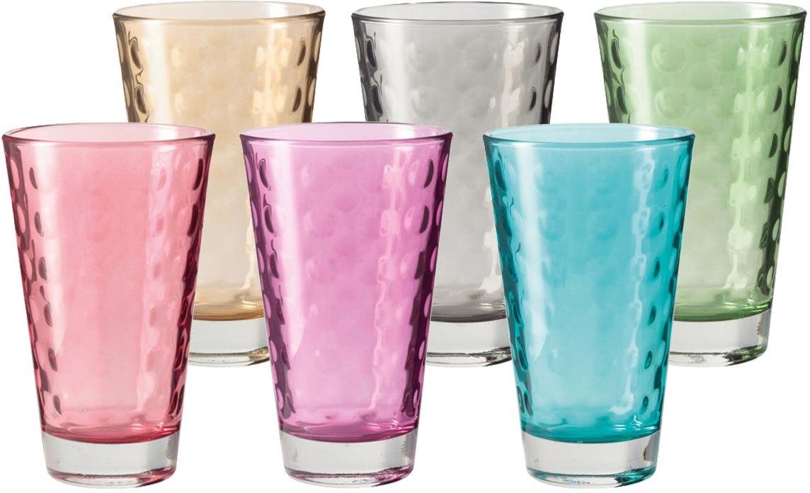 LEONARDO Longdrinkglas Optic, Glas, Colori Qualität, 300 ml, 6-teilig