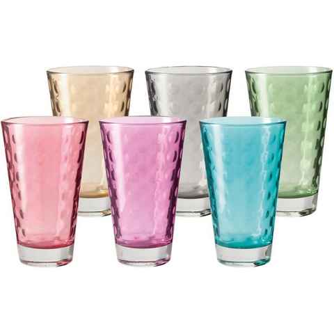 LEONARDO Longdrinkglas Optic, Glas, Colori Qualität, 300 ml, 6-teilig