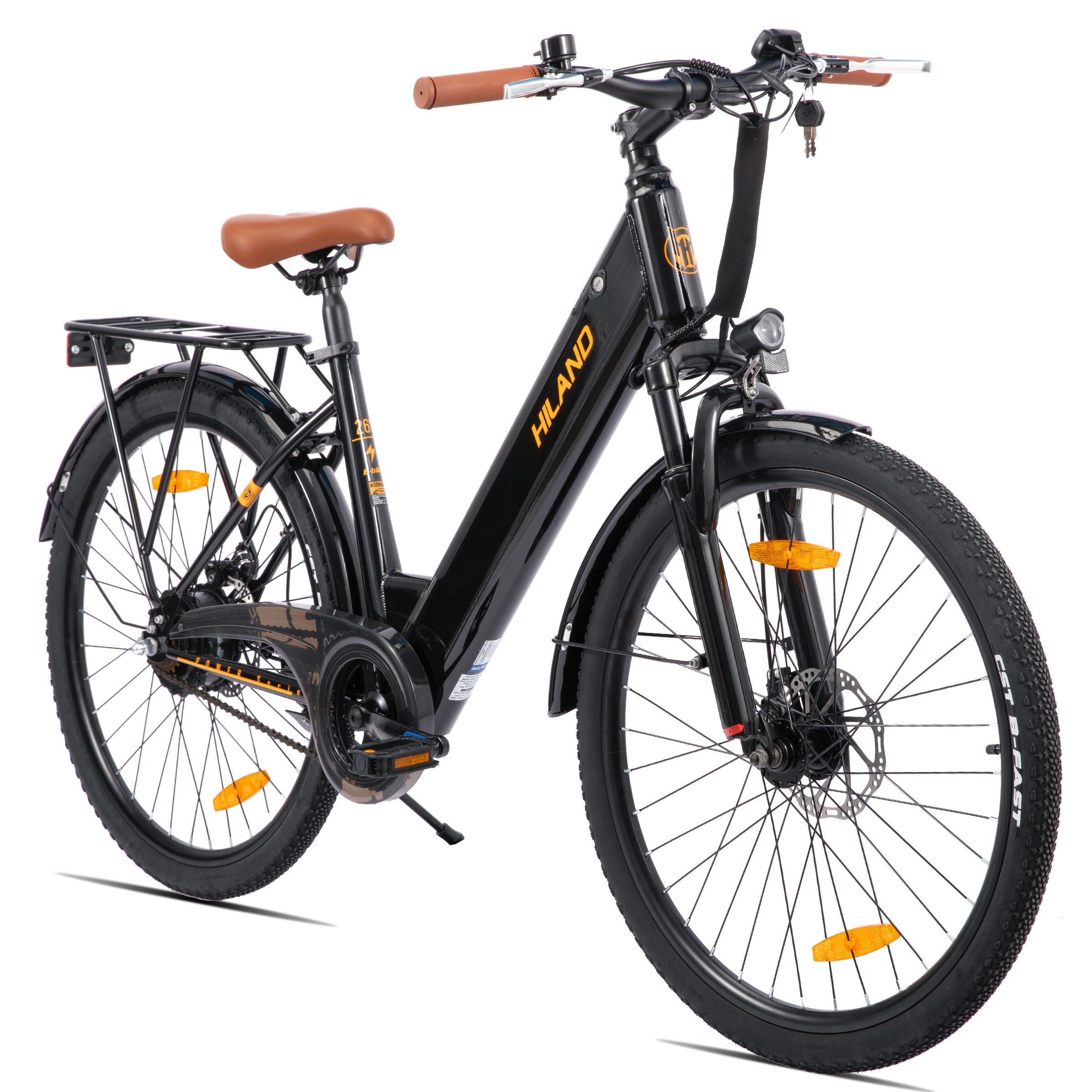 E-Bike E-Bike Trekkingrad 26 Zoll mit Gepäckträger für Alltag und Touren