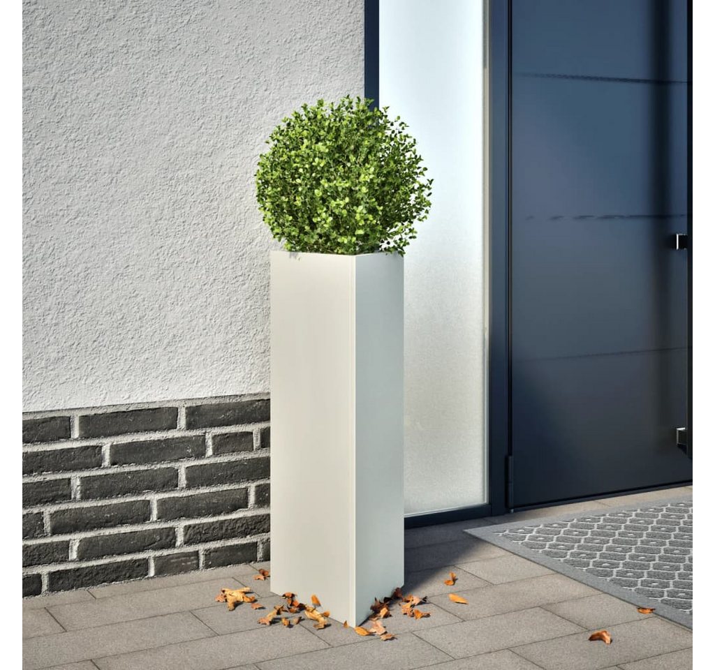 Thumbnail - vidaXL Hochbeet Pflanzkübel 2 Stk Weiß Dreieckig 30x26x75 cm Stahl