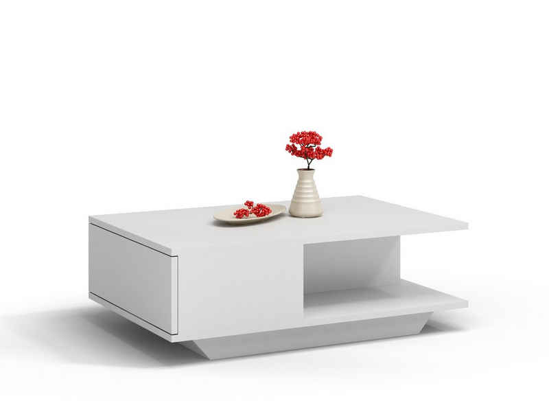 Home Collective Couchtisch Beistelltisch Loft Design, kratzfeste Oberfläche, Wohnzimmer Couch, Tisch Beistell 90x60x42 cm (LxBxH), weiß