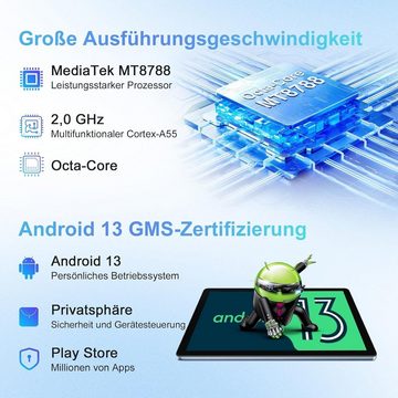 blackview NEUES Tab 10 WiFi, 16(8+8) GB RAM Tablet (10", 256 GB, ‎Android 13, 5G, mit 2TB Erweiterung Octa-Core Gaming Tablet 5G 13MP/5MP Kamera)
