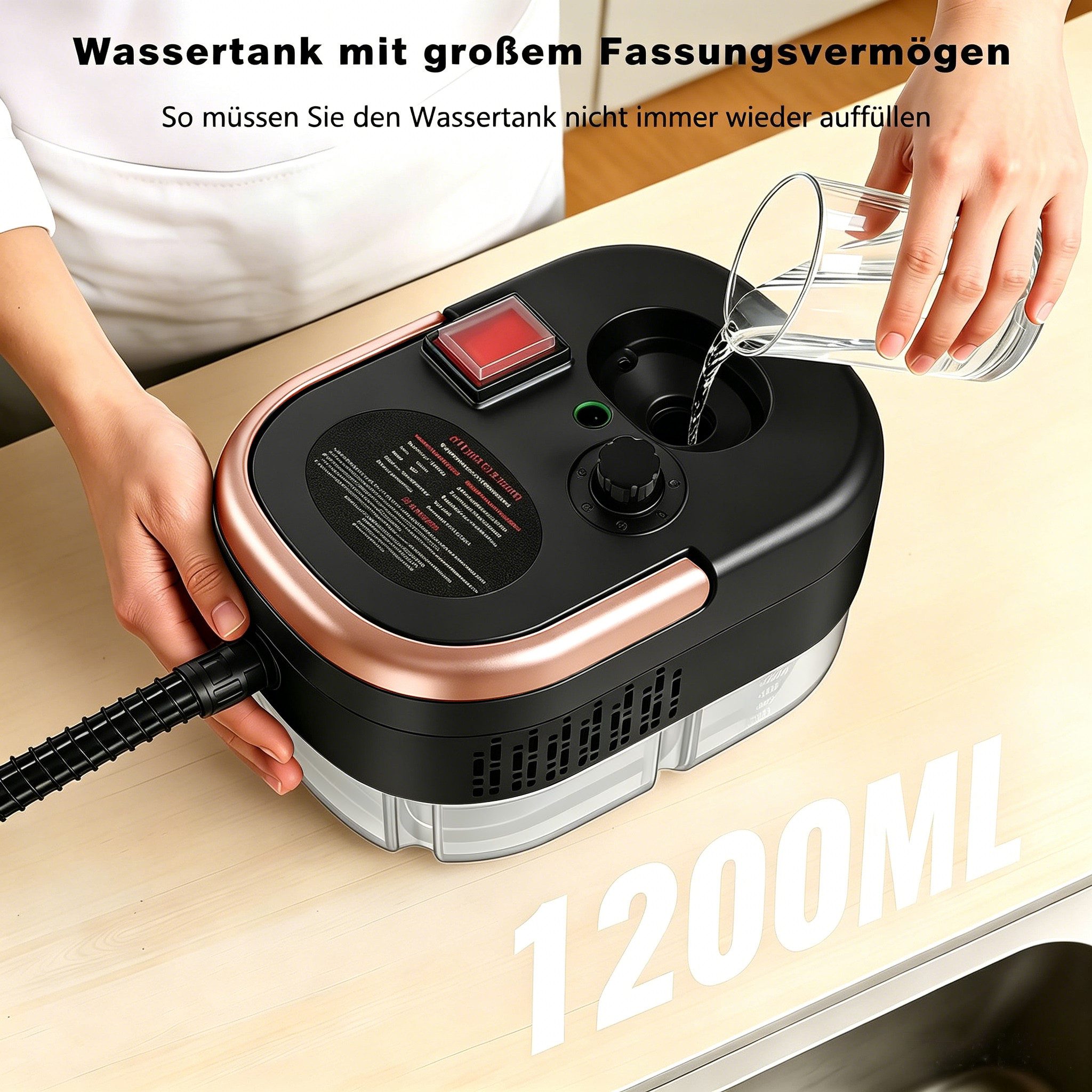 Luckice Dampfreiniger 2500-W Serie Handdampfreiniger, tragbarer Reiniger, Küchenreiniger, geeignet für Böden, Fenster und Küchen.
