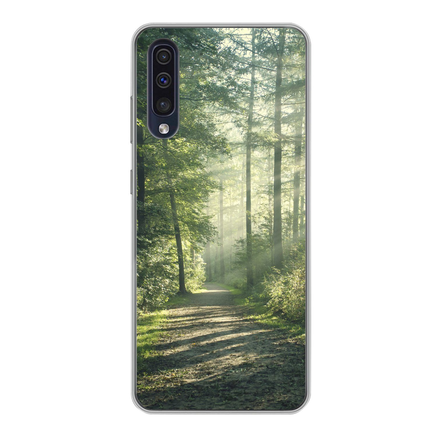 MuchoWow Handyhülle für Samsung Galaxy A30s Wald - Weg - Sonne - Bäume - Grün - Natur, Smartphone-Bumper, Print, Handy Schutzhülle Dünn