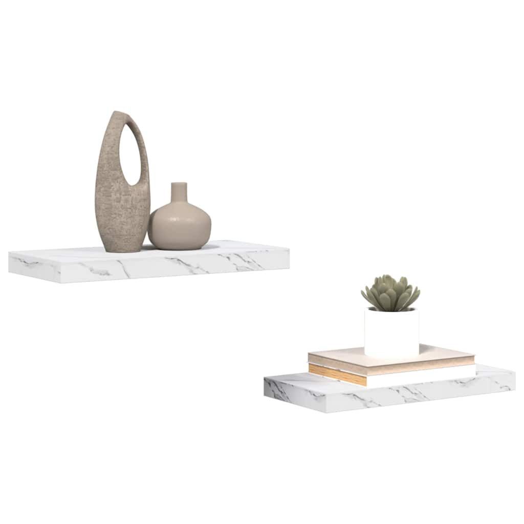 vidaXL Regal Wandregal 2 pcs Weiß Marmor 50 x 23,5 x 4 cm Holzwerkstoff, 2- günstig online kaufen