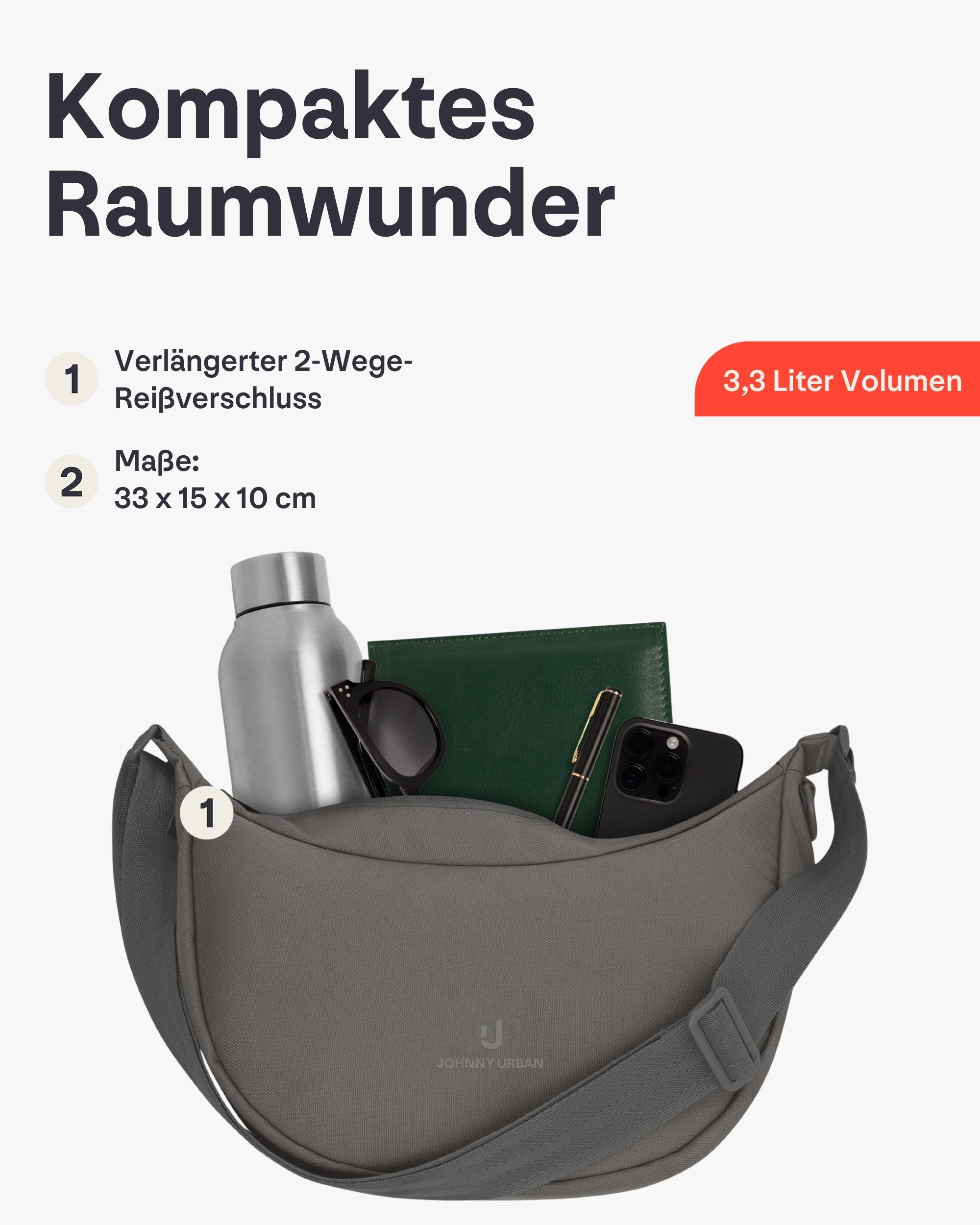 Johnny Urban Umhängetasche Ally Medium Half Moon Bag, Stylische Crossbody Bag in Halbmond Form, Wasserabweisend – Bild 3 von 5