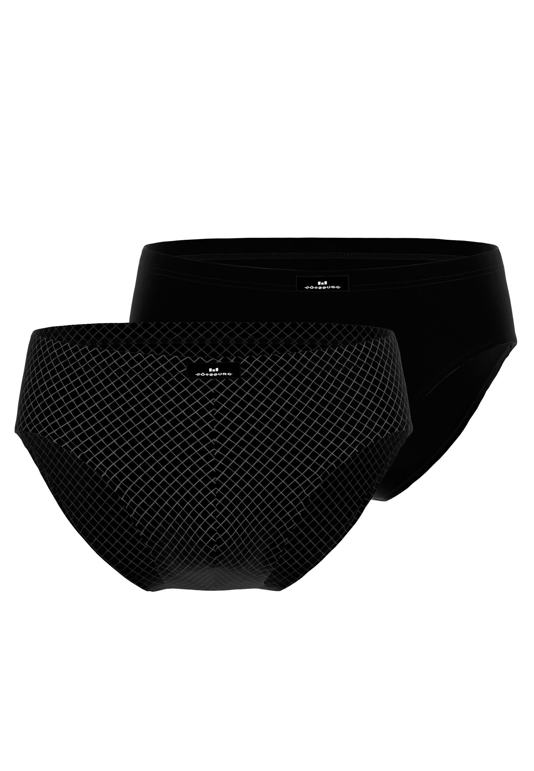 GÖTZBURG Slip GÖTZBURG Herren Slip schwarz bedruckt 2er Pack (2-St)