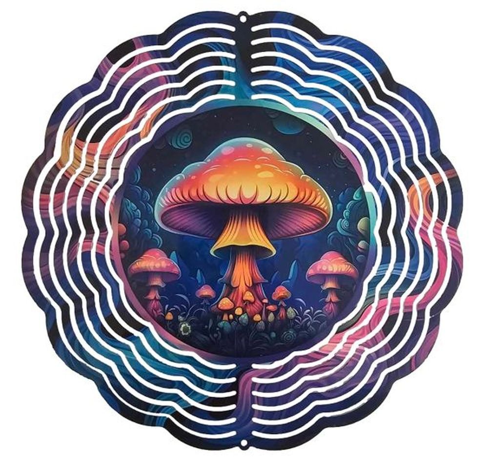 Ladreas Windspiel Edelstahl 3D Windspiel Windspinner 20cm Pilze Bunt WI78