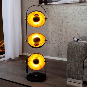 Licht-Erlebnisse Stehlampe SONATA, ohne Leuchtmittel, Standleuchte E27 in Schwarz Gold Retro 130 cm Stehleuchte