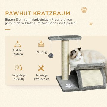 PawHut Kratzbaum Katzenbaum Spielbaum Katzenkratzbaum Katzen mit Ball Hellgrau, 40L x 30B x 43H cm