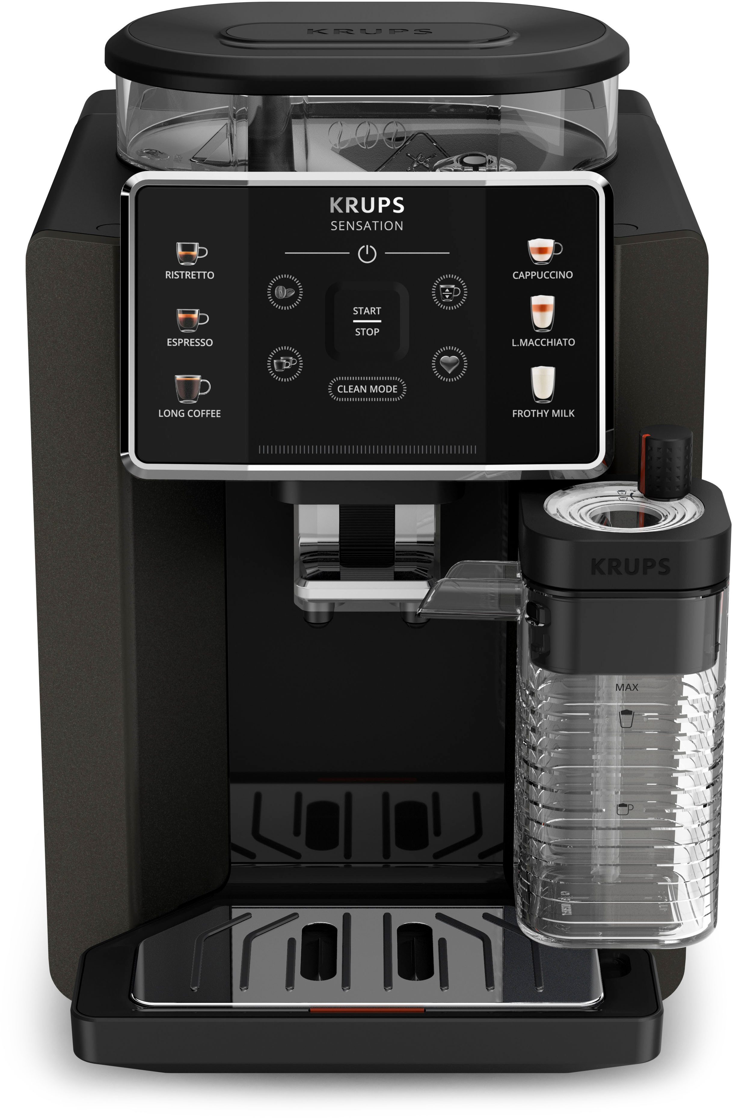 Krups Kaffeevollautomat EA9129 Sensation Milk, 6 Kaffee- und Milchspezialitäten, aut. Reinigung, Metall-Brühgruppe