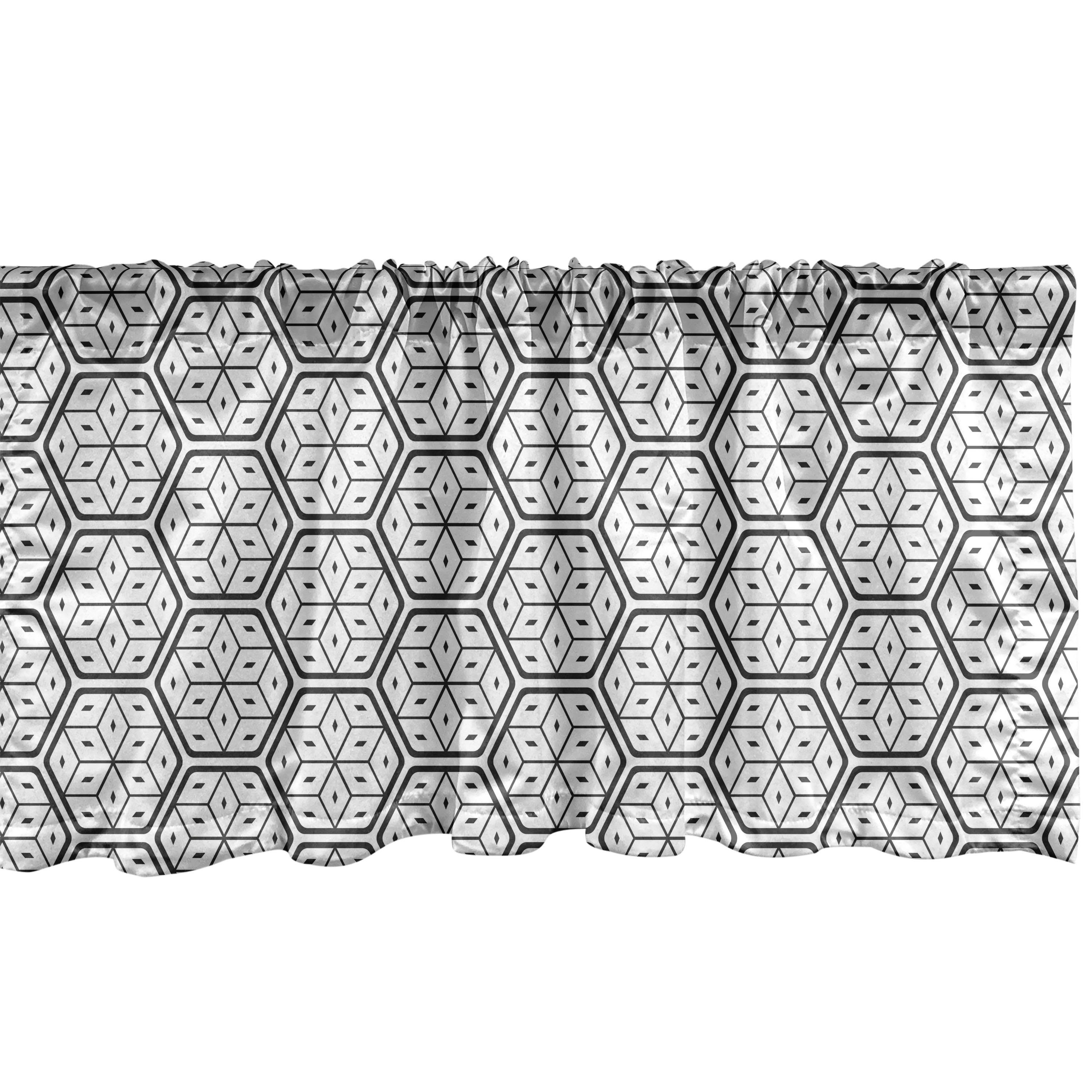 Stangentasche, geometrische Vorhang Küche für Geometrisch Scheibengardine Schlafzimmer Microfaser, Blätter Abakuhaus, mit Dekor Volant