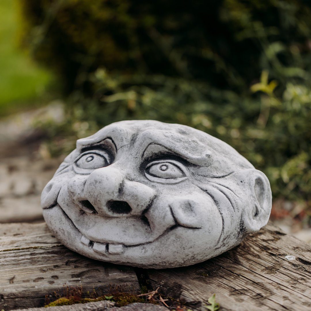 gartendekoparadies.de Gartenfigur Lustiges Gesicht Steinkopf, Deko-Stein, H. 15 cm, 25 x 28 cm, 10 kg, Frostsicher