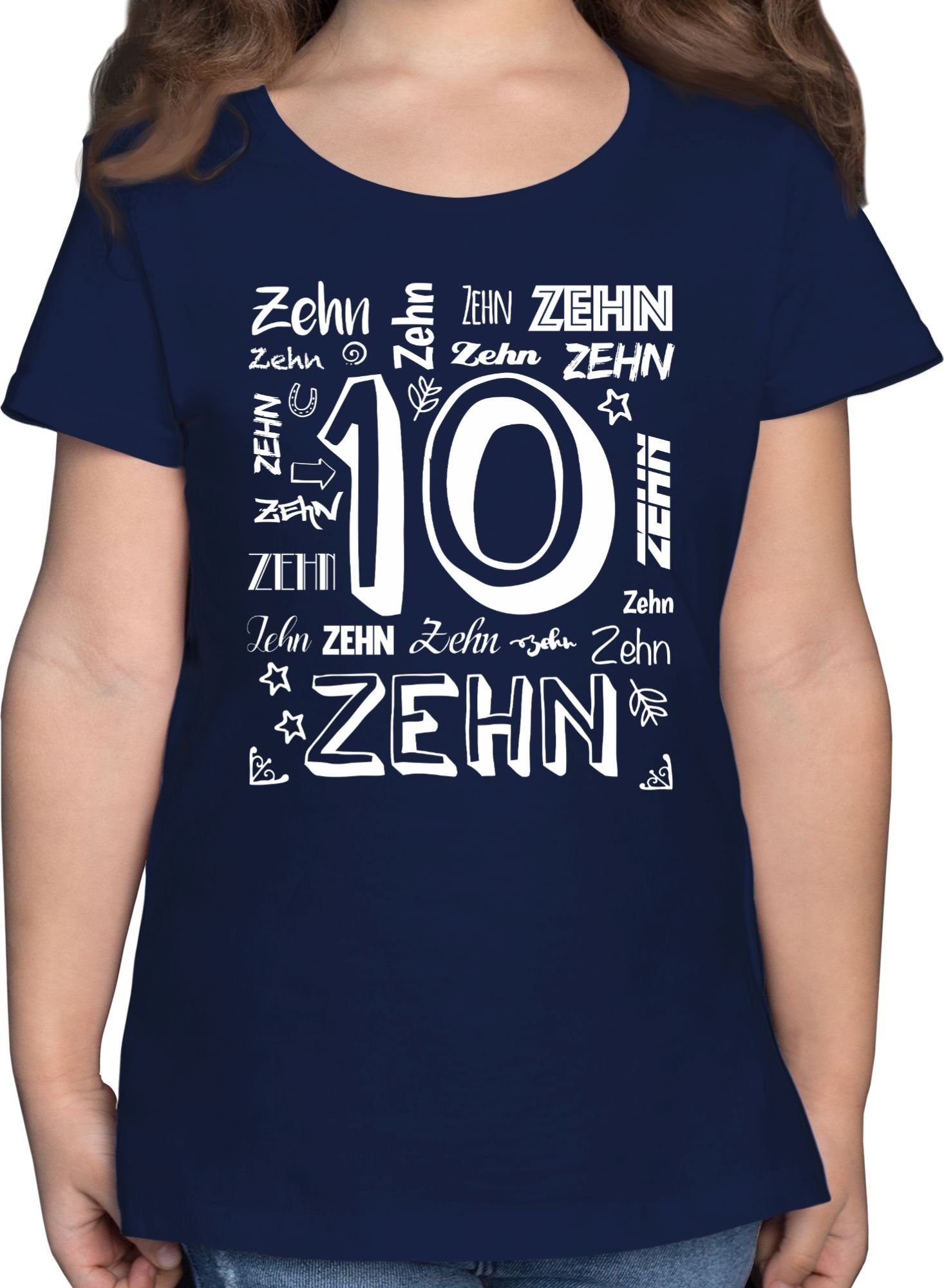 Shirtracer T-Shirt Zehnter Zahlen 10. Geburtstag 3 Dunkelblau