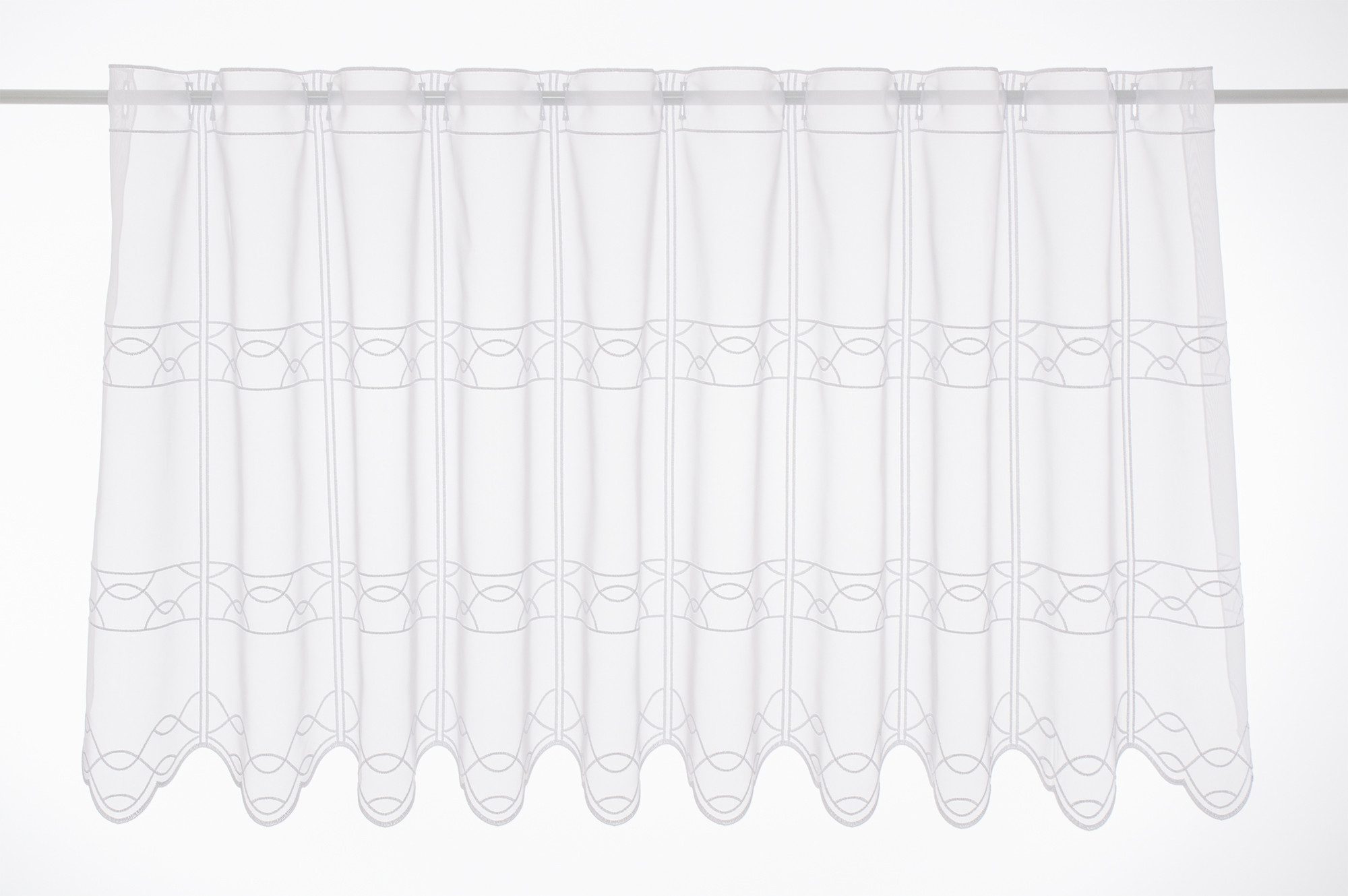 Gardinen Kranzusch Scheibengardine Stickerei auf Voile (1 St), Stangendurchzug, transparent, Stablöcher,transparent,verschiedene Höhen, Breiten, Farben