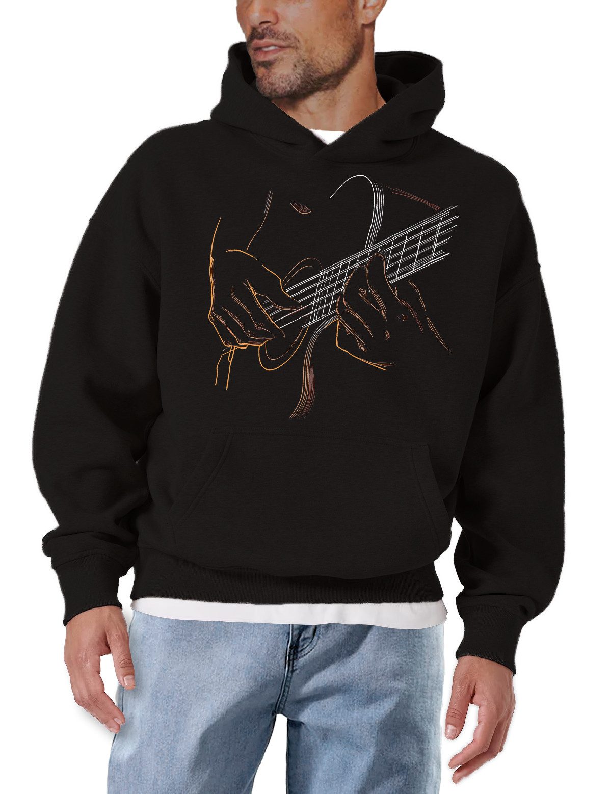 MAKAYA Kapuzenpullover Lässiger Hoodie für Männer mit Gitarren-Aufdruck in günstig online kaufen