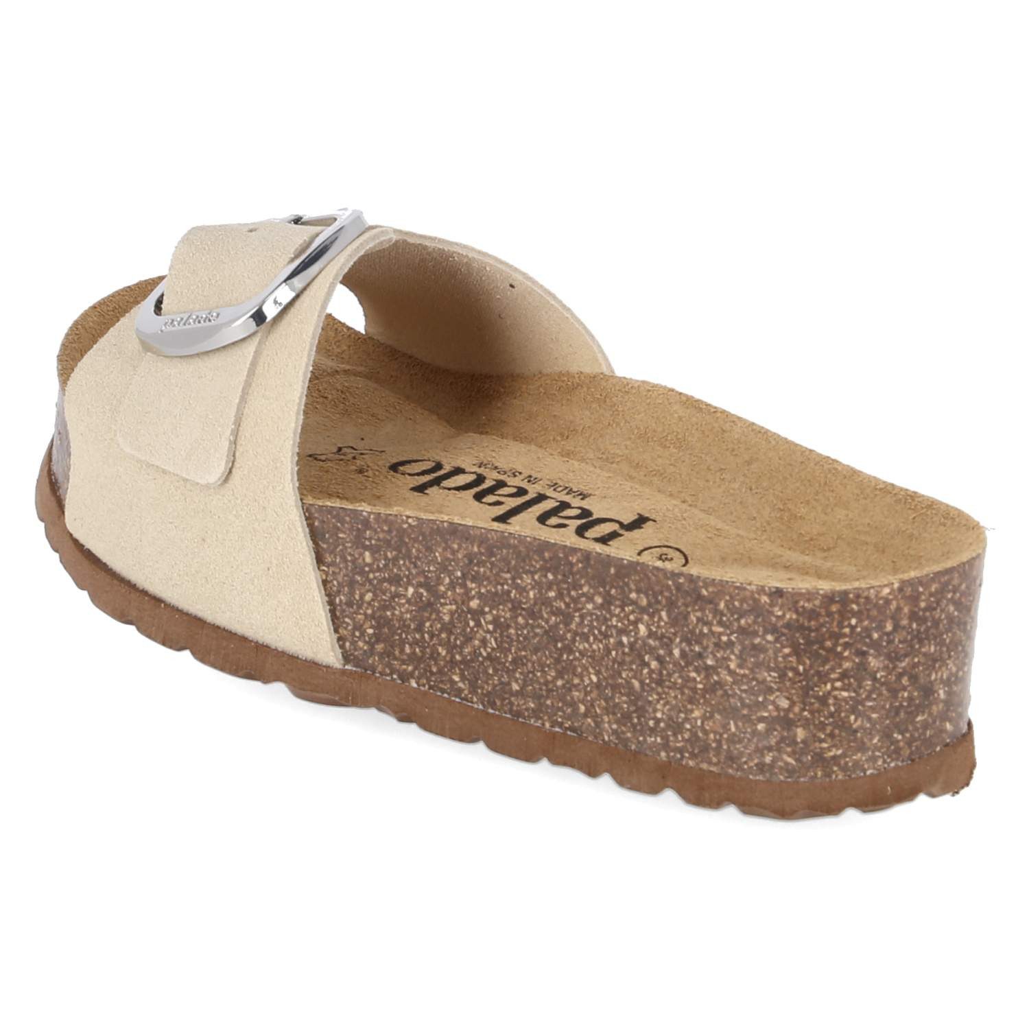 Palado Palado Flache Pantoletten PALA-251-781589-03 Damen Rauleder beige Pantolette – Bild 3 von 5